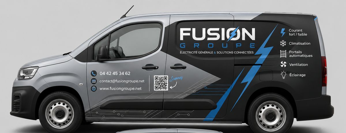 Identité visuelle Fusion Groupe sur un véhicule